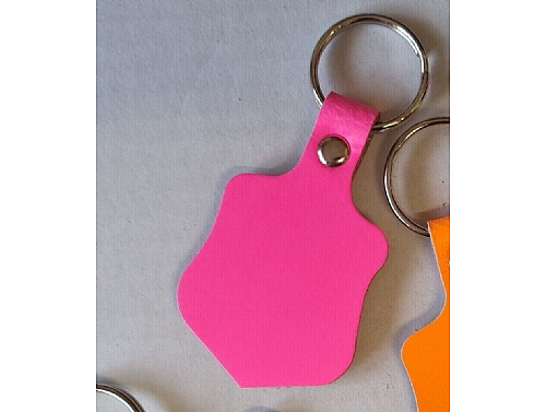 Fluorescent Pink - Real Leather Key Fob - Shield